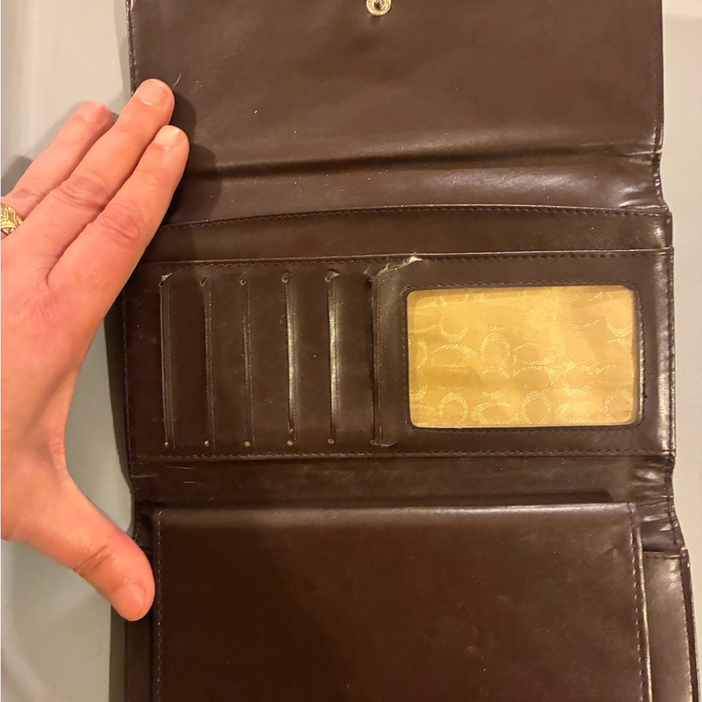 Coach Signature Canvas Wallet in Brown and Tan - Picture 3 of 5